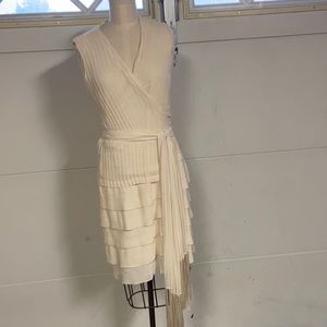 Diane Von Furstenberg Cream Pleated Dress